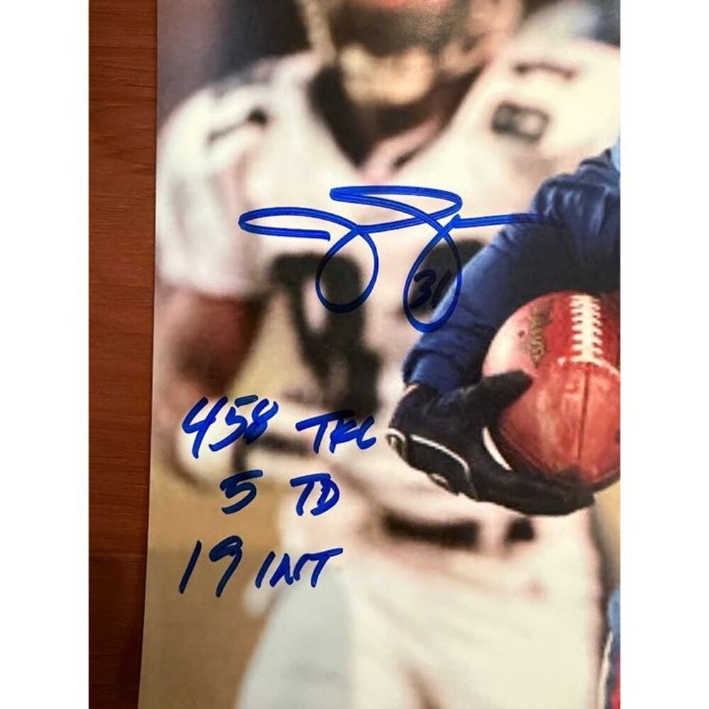 Jason Sehorn signed "458 TFL, 5 TD, 19 INT" autographed New York Giants 8x10 JSA - Picture 3 of 4